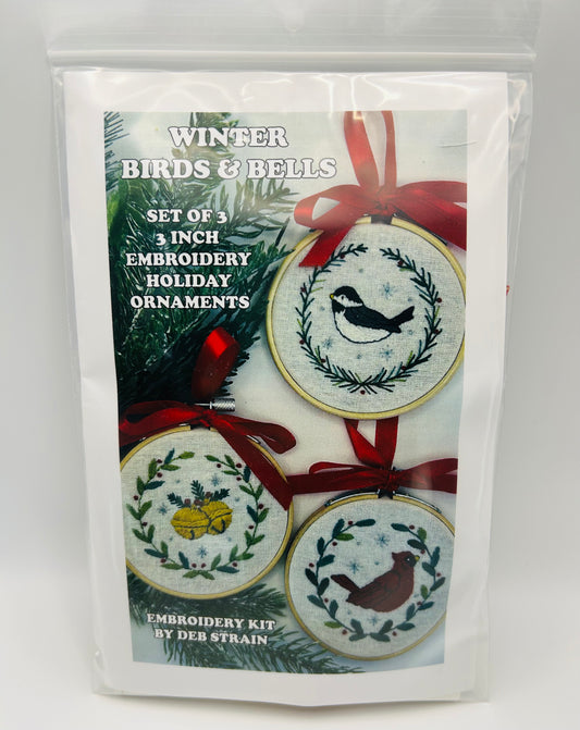 "Winter Birds & Bells" Set of 3 Ornaments Kit